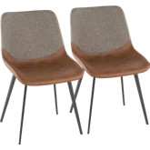 Outlaw Accent Chair in Espresso Leatherette & Brown Fabric (Set of 2)